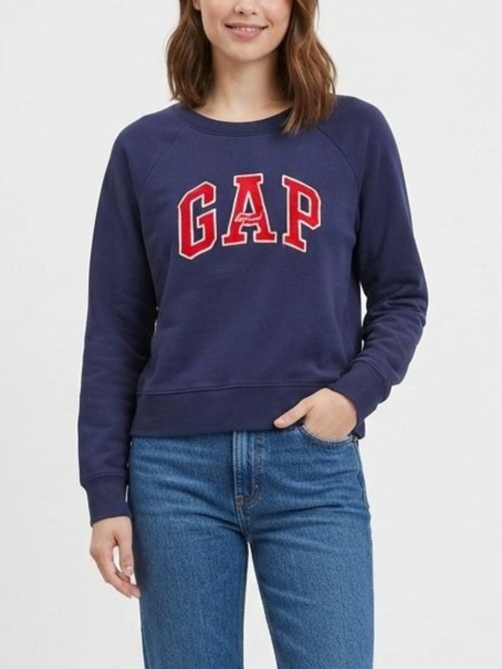 GAP Navy Blue Classic Logo Crewneck Sweatshirt - Size L